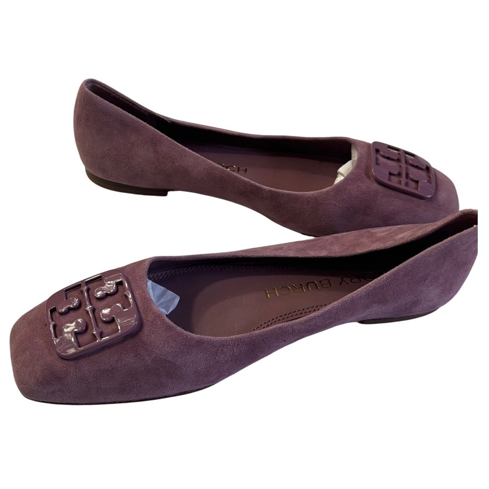 Tory Burch Purple Suede Logo Ballet Flats
